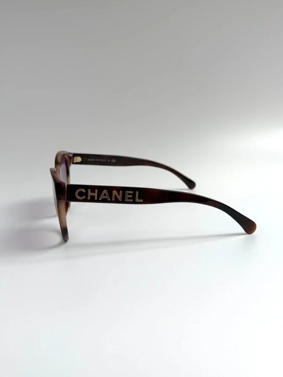 Chanel Oversized Sunglasses Authentic Logo Catseye Brown Tortoiseshell Purple Ti main image 6